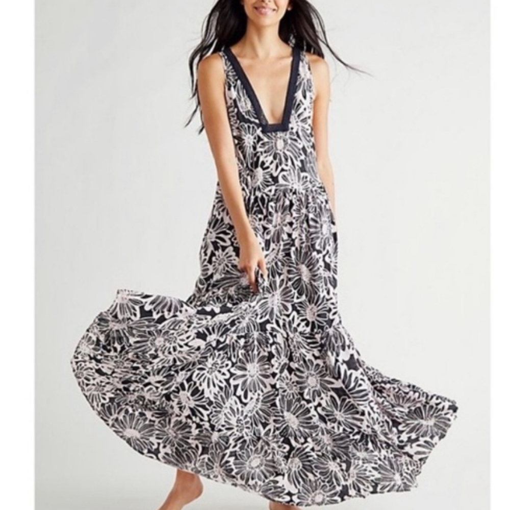 Intimately Free People | Pink / Black Tiers For You Maxi Dress NEW